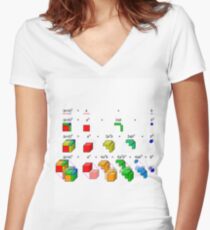 Visualization of binomial expansion up to the 4th power, binomial theorem Women's Fitted V-Neck T-Shirt