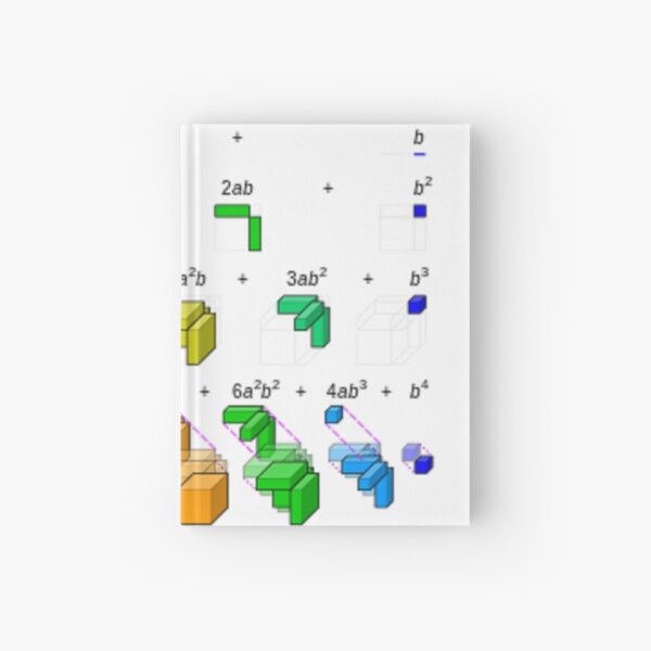 Visualization of binomial expansion up to the 4th power, binomial theorem Hardcover Journal