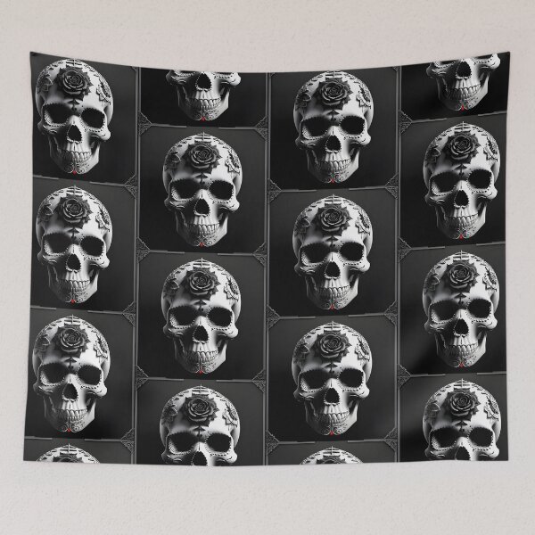 Item preview, Calavera gótica decorada al estilo mexicano, adornada con una flor designed and sold by IceCreamSmile.