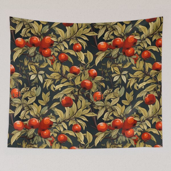 Item preview, "Apple Reverie: A Tapestry of Abundance"—an illustration of an apple tree laden with ripe, harvest-ready apples. Apple Picking Cider, Early Autumn Colors, All-Over Print designed and sold by ignasirus.