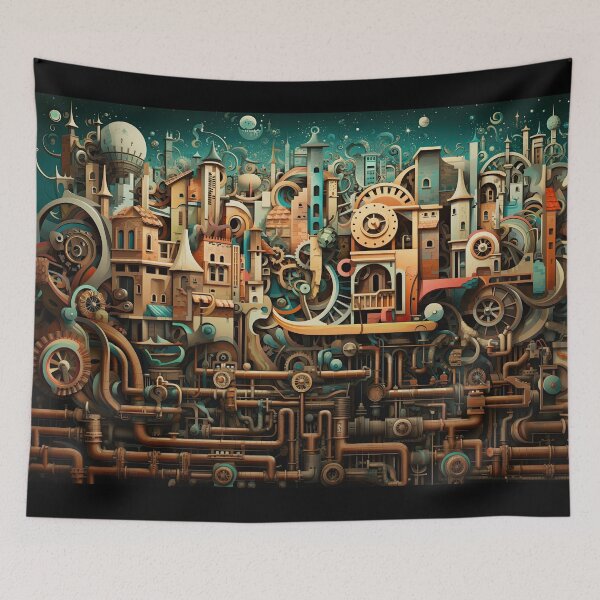 Item preview, Dream World #3 Steampower City at the Edge of Time Surrealism Aesthetic design designed and sold by MarikoDesignArt.