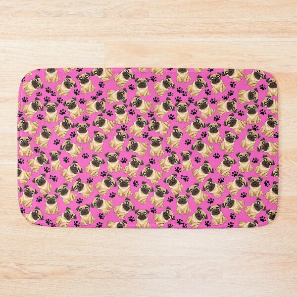 Item preview, Pug Dog Pattern: Pink Background, Pawprint With Heart designed and sold by Wolfheartart.