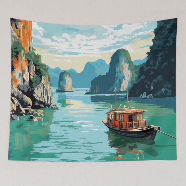 Item preview, A Pop Art Travel Print of Halong Bay - Vietnam designed and sold by StudioRedKoala.