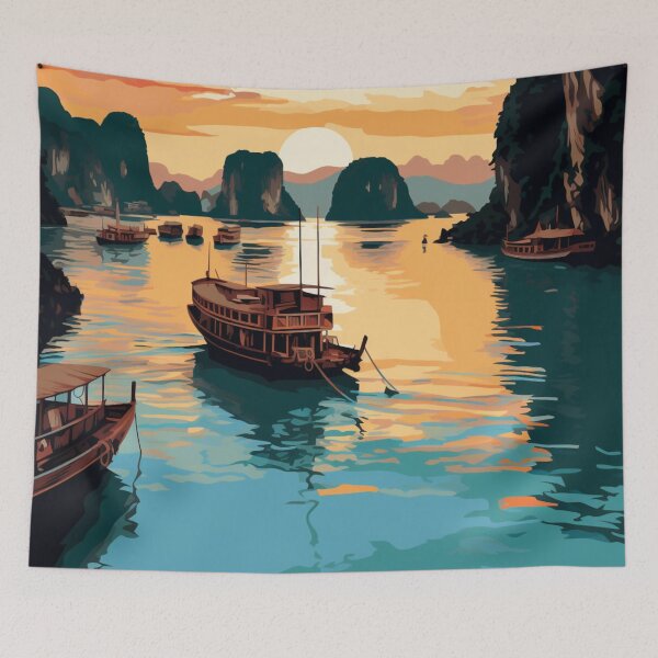 Item preview, A Pop Art Travel Print of Halong Bay - Vietnam designed and sold by StudioRedKoala.