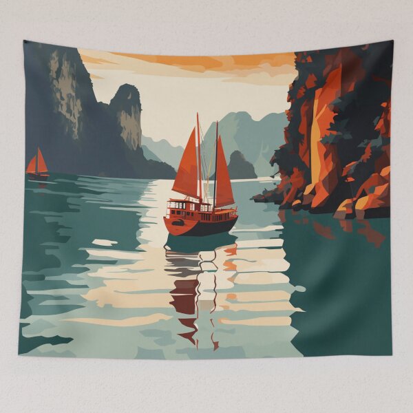 Item preview, A Pop Art Travel Print of Halong Bay - Vietnam designed and sold by StudioRedKoala.