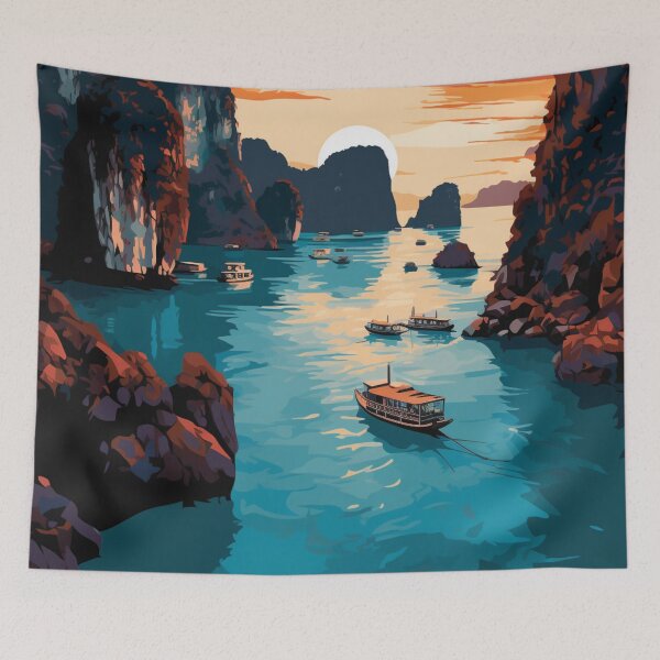 Item preview, A Pop Art Travel Print of Halong Bay - Vietnam designed and sold by StudioRedKoala.