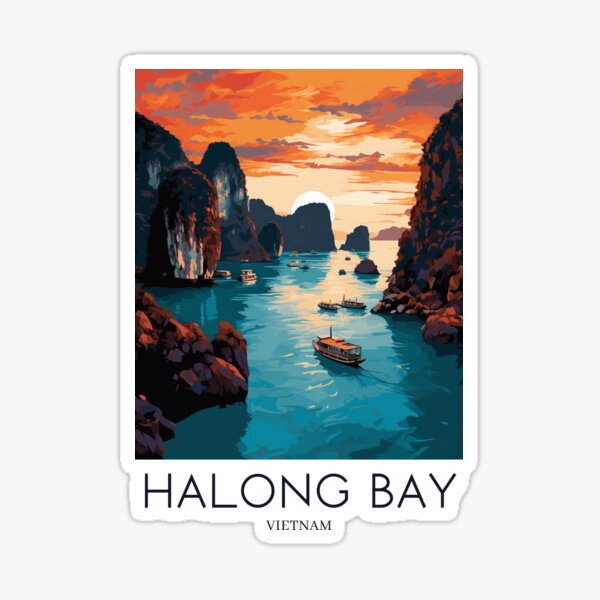 Item preview, A Pop Art Travel Print of Halong Bay - Vietnam designed and sold by StudioRedKoala.