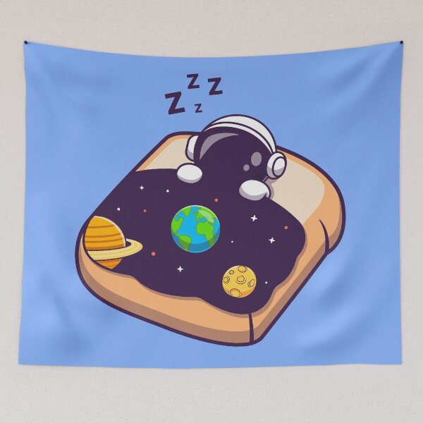 Item preview, Cosmic Dreams: Cute Astronaut Sleeping with Bread and Space Blanket designed and sold by hjian8219.