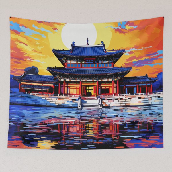 Item preview, A Pop Art Travel Print of the Gyeongbokgung Palace in Seoul - South Korea designed and sold by StudioRedKoala.