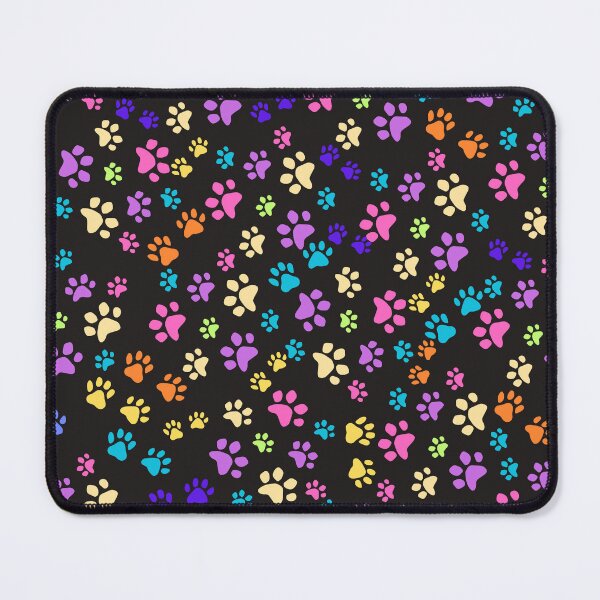 Item preview, Coloured Paws Pattern - Black Background designed and sold by Wolfheartart.