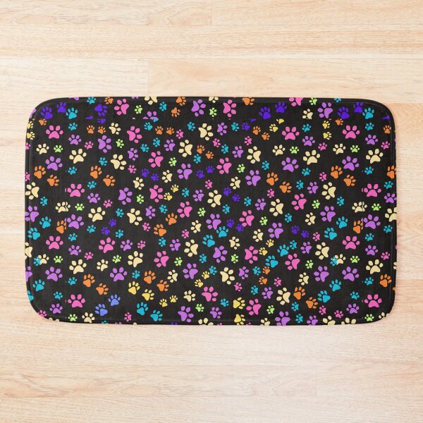 Item preview, Coloured Paws Pattern - Black Background designed and sold by Wolfheartart.