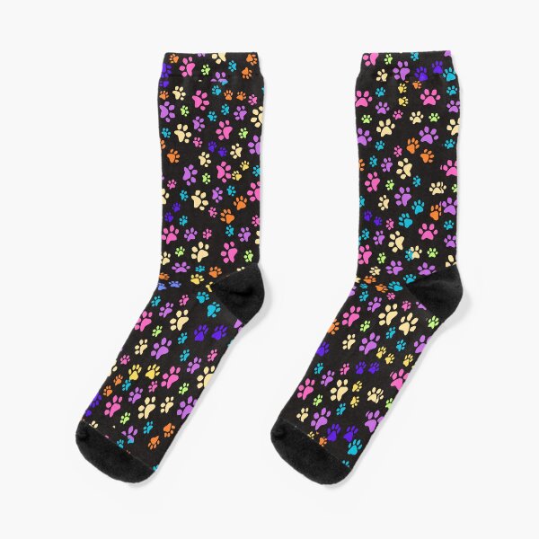 Item preview, Coloured Paws Pattern - Black Background designed and sold by Wolfheartart.