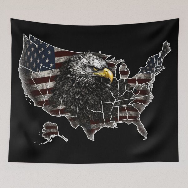 Item preview, USA American Eagle Map designed and sold by TheUSAFantasy.