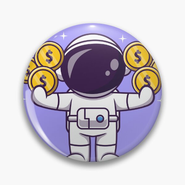 Item preview, Astro-Prospector: Cute Cartoon Vector Icon Illustration of Astronaut with Gold Coin designed and sold by hjian8219.