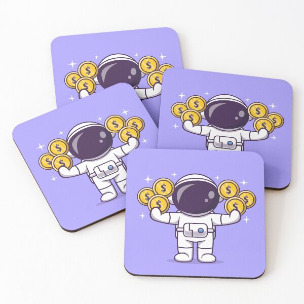 Item preview, Astro-Prospector: Cute Cartoon Vector Icon Illustration of Astronaut with Gold Coin designed and sold by hjian8219.