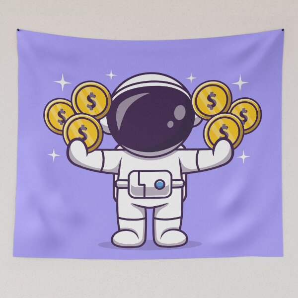 Item preview, Astro-Prospector: Cute Cartoon Vector Icon Illustration of Astronaut with Gold Coin designed and sold by hjian8219.