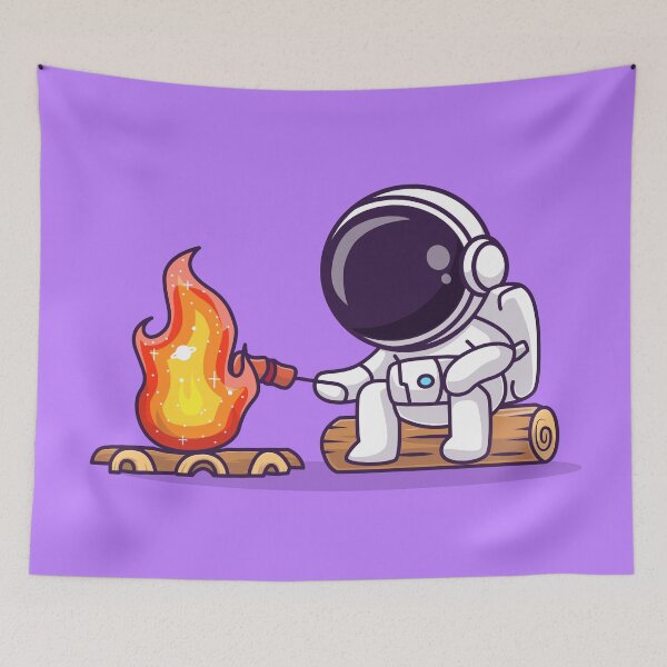 Item preview, Cosmic Marshmallow Roast: Cute Astronaut Grilling in Space Cartoon Vector Icon Illustration designed and sold by hjian8219.