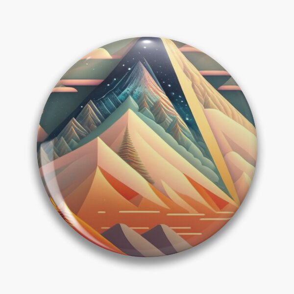 Item preview, Folk Art Style Vintage Snowy Mountain designed and sold by alw951.