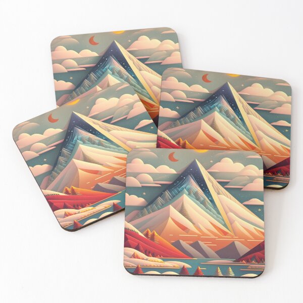 Item preview, Folk Art Style Vintage Snowy Mountain designed and sold by alw951.