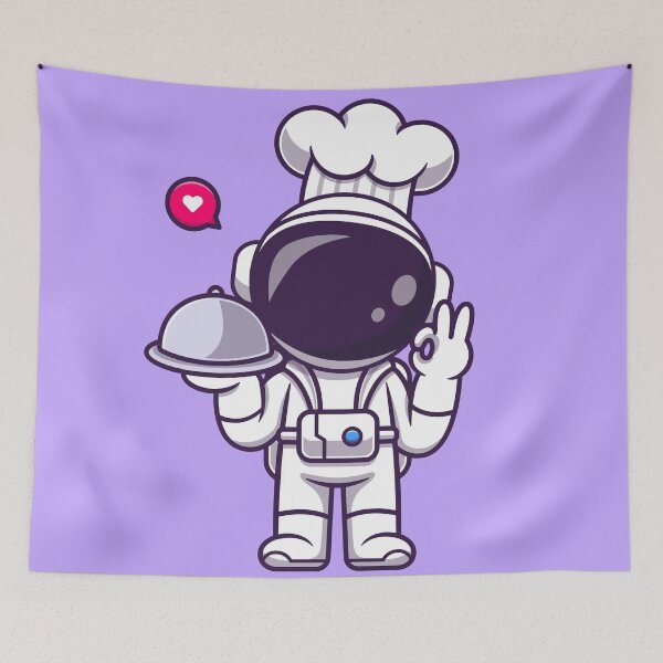 Item preview, Galactic Chef's Delight: Cute Astronaut Chef Serving Food Cartoon Vector Icon Illustration" designed and sold by hjian8219.