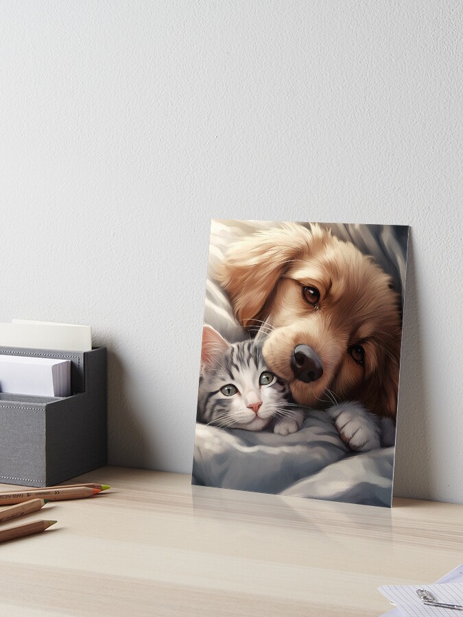 Retriever With Kitten Painting On Canvas discount Wrapped Panel