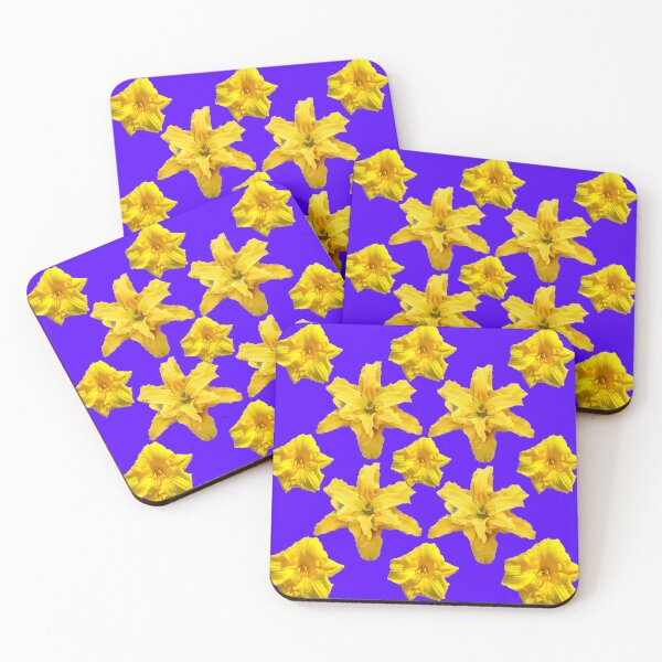 Item preview, BUTTER YELLOW GARDEN DAY LILIES PATTERN BLUE ART designed and sold by sharlesart.