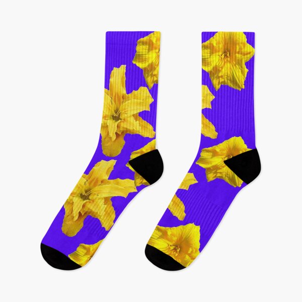 Item preview, BUTTER YELLOW GARDEN DAY LILIES PATTERN BLUE ART designed and sold by sharlesart.