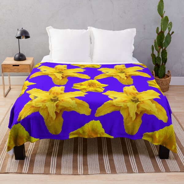 Item preview, BUTTER YELLOW GARDEN DAY LILIES PATTERN BLUE ART designed and sold by sharlesart.