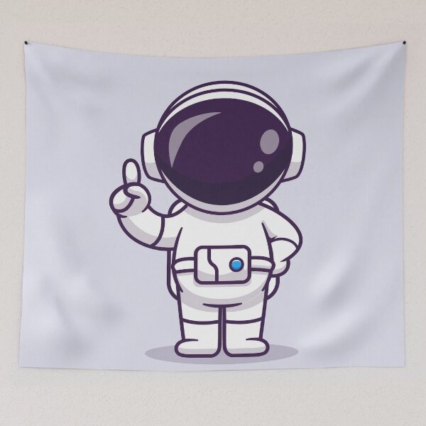 Item preview, Idea Explorer: Cute Astronaut Pointing with Hand Cartoon Vector Icon designed and sold by hjian8219.