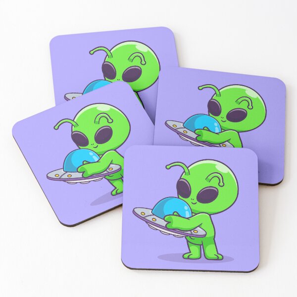 Item preview, Alien Affection: Cute Cartoon Vector Icon Illustration of Alien Hugging UFO Toy designed and sold by hjian8219.