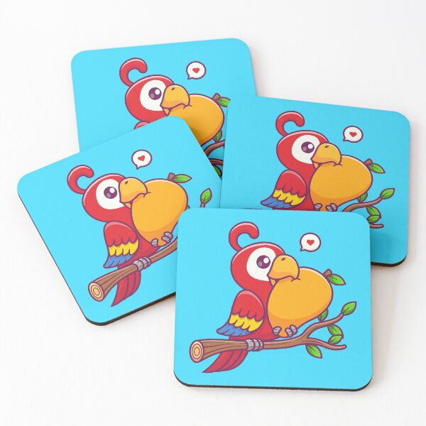 Item preview, Tropical Treat: Cute Parrot Enjoying Mango on Branch Cartoon Vector Icon Illustration designed and sold by hjian8219.