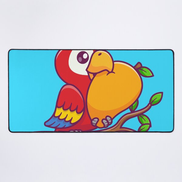 Item preview, Tropical Treat: Cute Parrot Enjoying Mango on Branch Cartoon Vector Icon Illustration designed and sold by hjian8219.