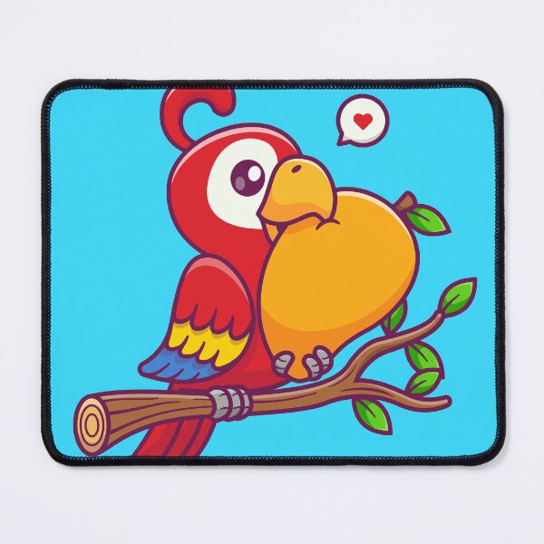 Item preview, Tropical Treat: Cute Parrot Enjoying Mango on Branch Cartoon Vector Icon Illustration designed and sold by hjian8219.