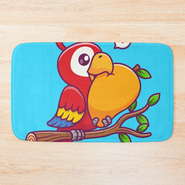 Item preview, Tropical Treat: Cute Parrot Enjoying Mango on Branch Cartoon Vector Icon Illustration designed and sold by hjian8219.