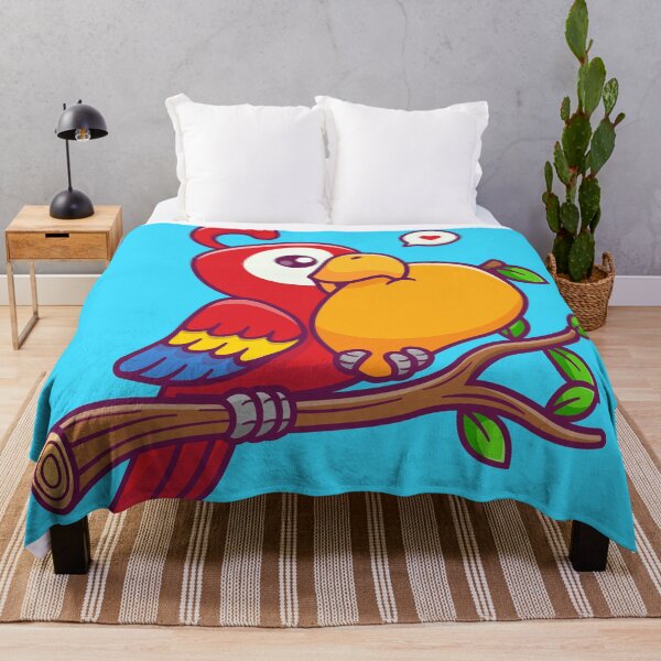 Item preview, Tropical Treat: Cute Parrot Enjoying Mango on Branch Cartoon Vector Icon Illustration designed and sold by hjian8219.