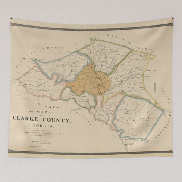 Item preview, Vintage Map of Clarke County GA (1898) designed and sold by BravuraMedia.