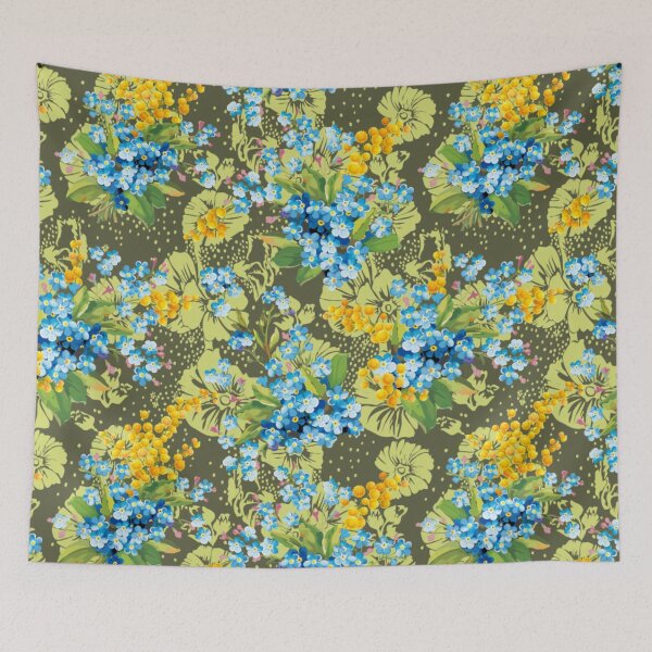Item preview, blue, and green herbaceous flowers designed and sold by obinsuma.