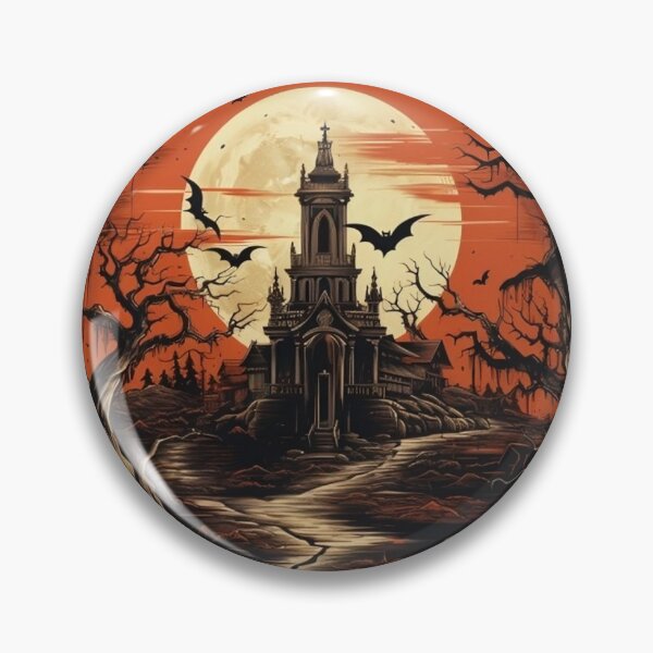 Item preview, House of terror in a haunted night halloween designed and sold by Stickerlion.