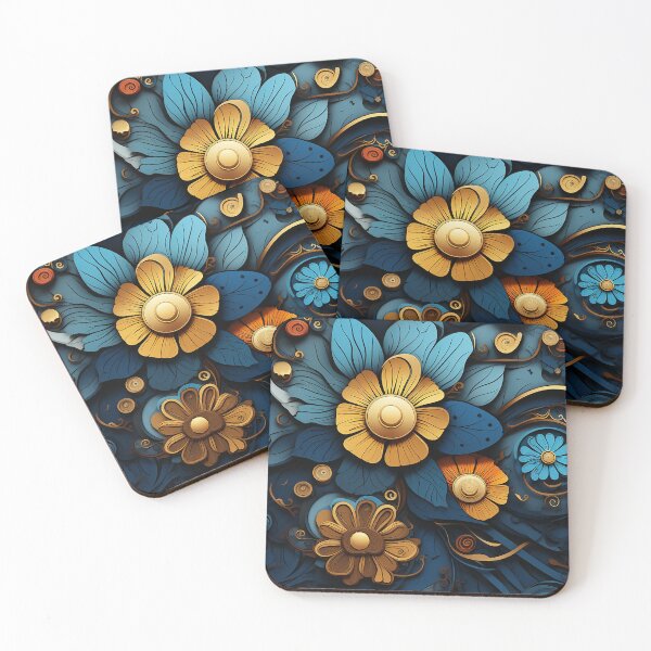 Item preview, 3D Rendering Amber and Blue Floral designed and sold by MapleTArts.