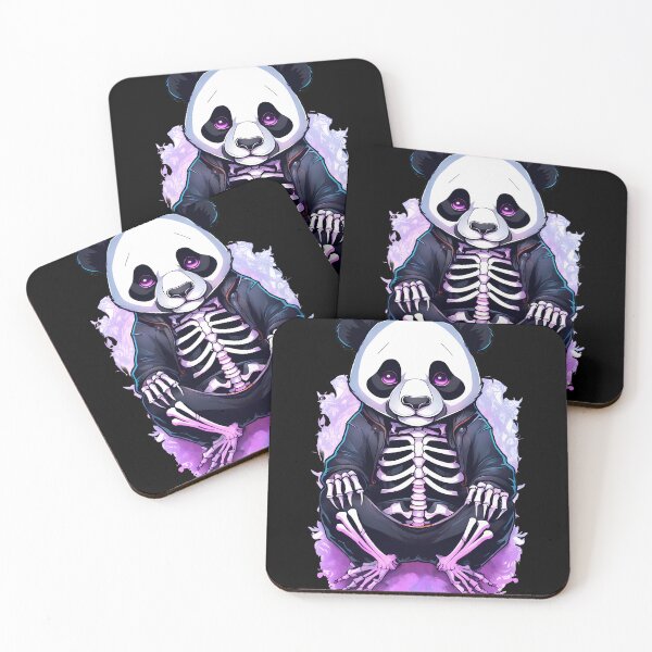 Item preview, Charming Panda Skeleton in a Dark Floral Landscape designed and sold by Mechanical-Artt.