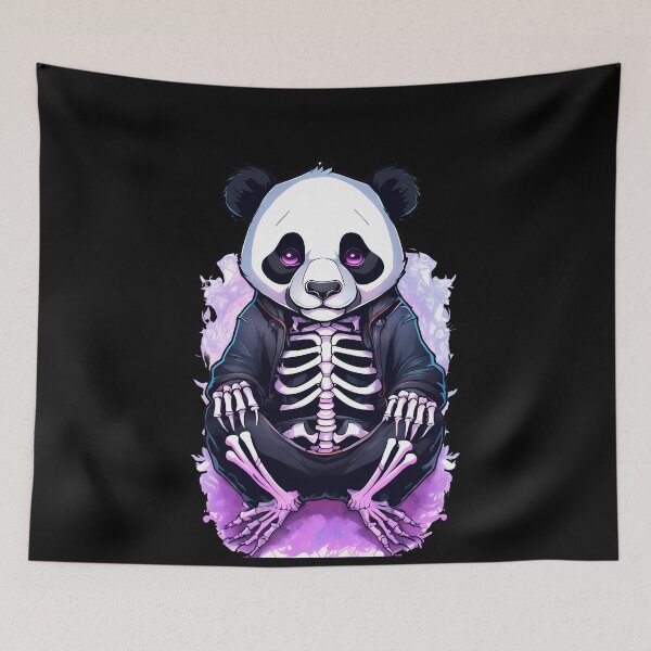 Item preview, Charming Panda Skeleton in a Dark Floral Landscape designed and sold by Mechanical-Artt.