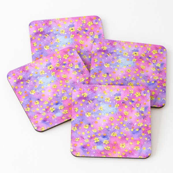 Item preview, Cute Pink Mini Yellow Flowers in watercolour designed and sold by WallabyJelly.