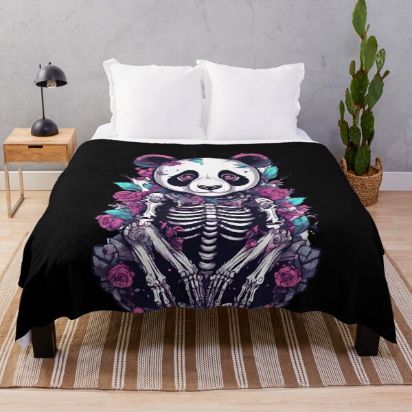 Item preview, Mysterious Panda Skeleton with Dark and Haunting Florals designed and sold by Mechanical-Artt.