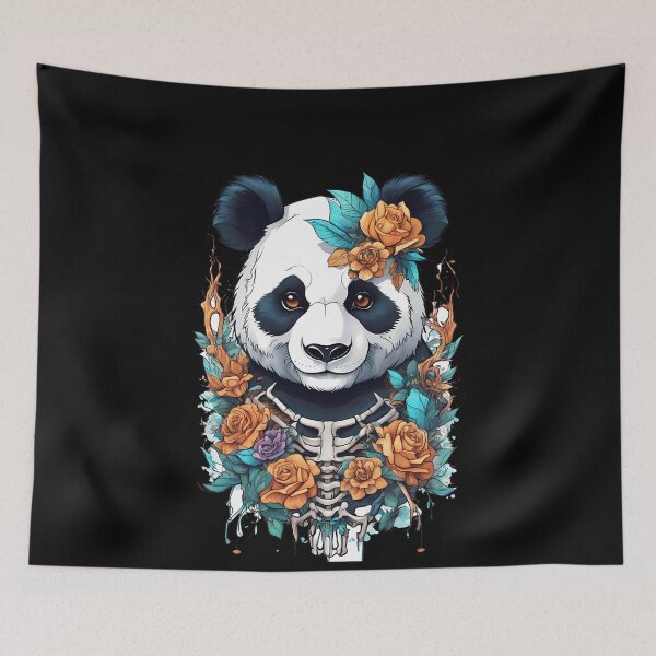 Item preview, Charming Yet Unsettling Panda Skeleton amidst Florals designed and sold by Mechanical-Artt.