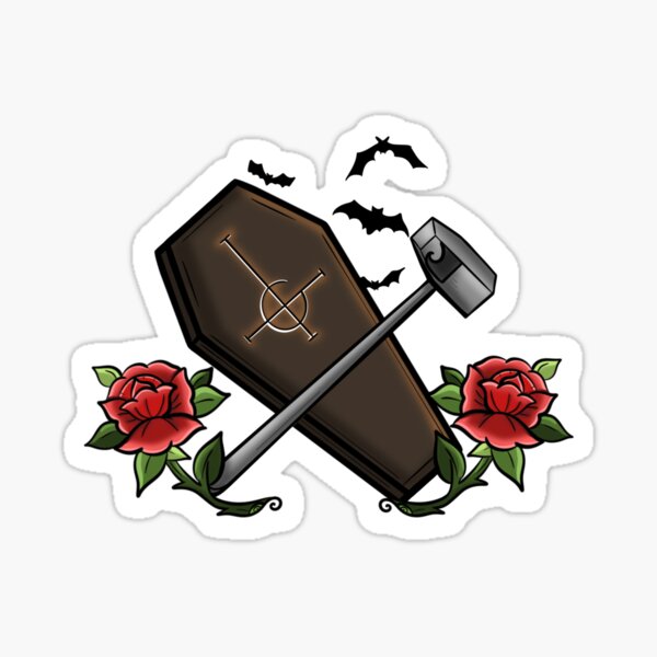 Item preview, Square Hammer The Band Ghost Sticker designed and sold by CosmicWitch616.