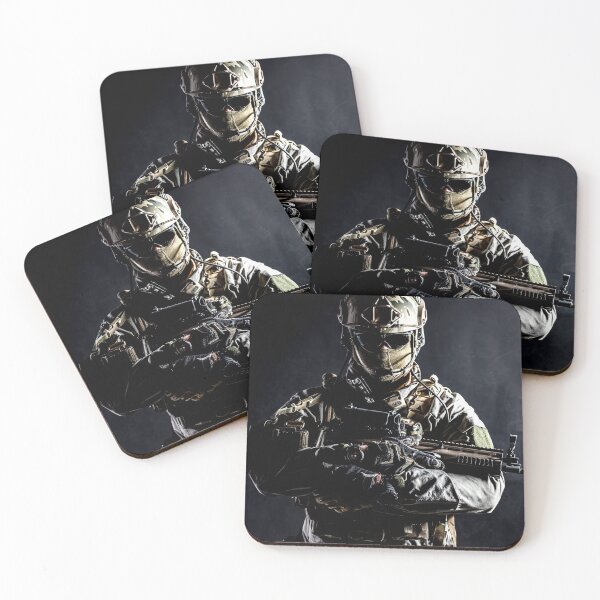 Item preview, Modern soldier matte black background designed and sold by WartimeTShirts.