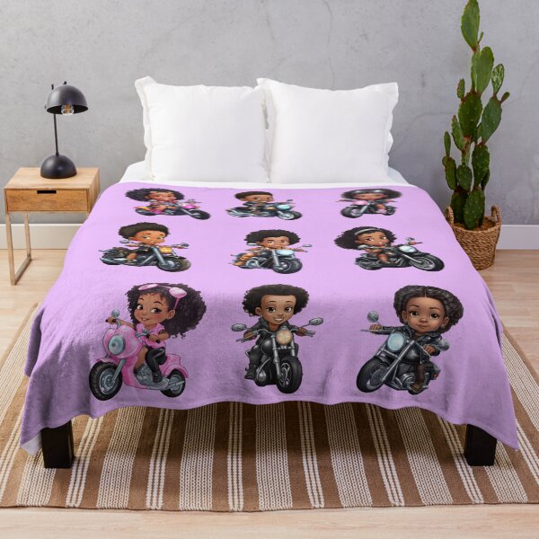 Item preview, Young Black Girl Riding a Motorcycle (set) designed and sold by TheTrendsDesk.