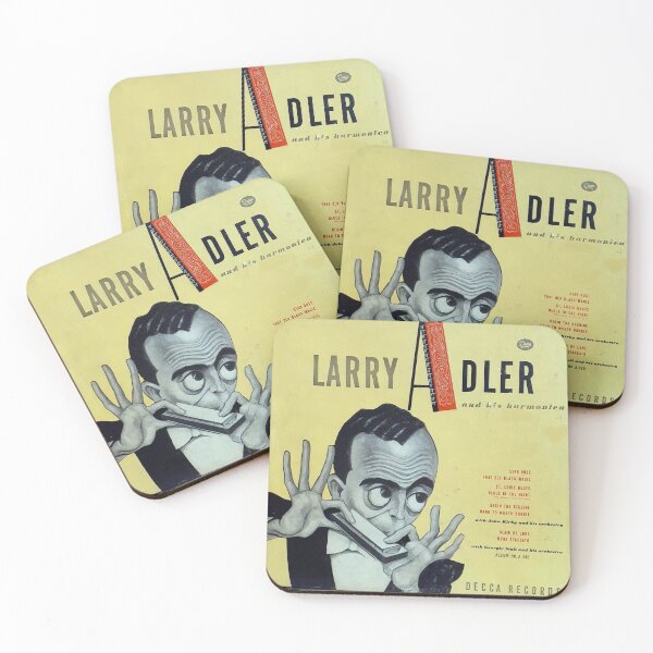 Item preview, Larry Adler and his harmonica, 78 rpm album cover Great period drawing illustration 1940s art, designed and sold by Vintaged.