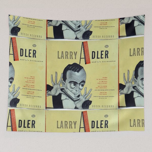 Item preview, Larry Adler and his harmonica, 78 rpm album cover Great period drawing illustration 1940s art, designed and sold by Vintaged.