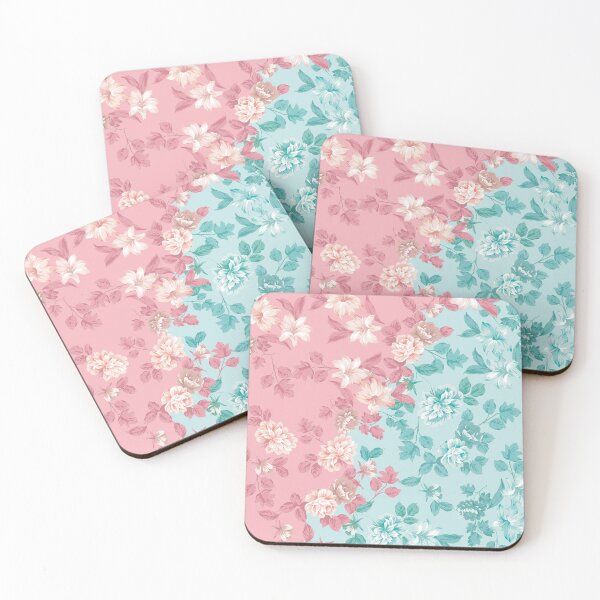 Item preview, pink, mint, floral, watercolors, rose, vintage flower, wildflower, flower garden. lily designed and sold by mintdiamond21.